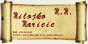 Milojko Maričić vizit kartica